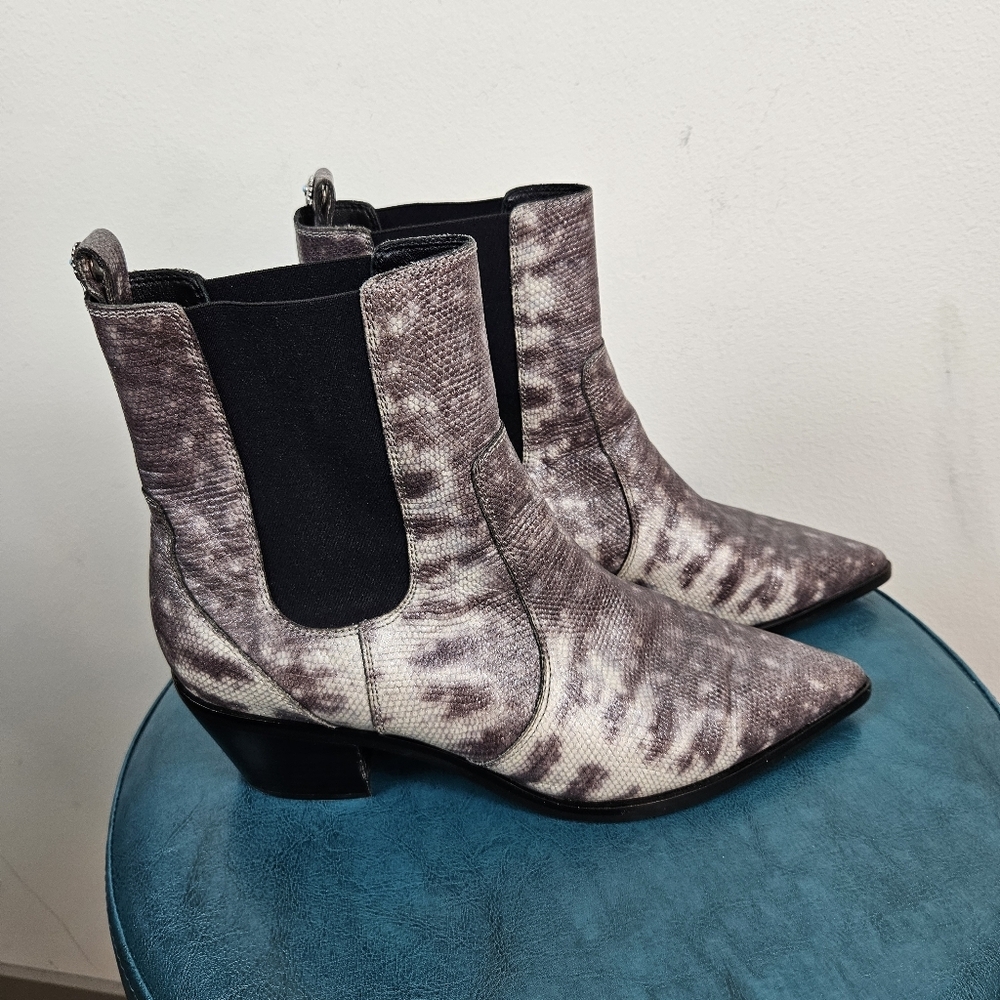 PAIGE Willa Lizzard Print Leather Chelsea Bootie Size 11
